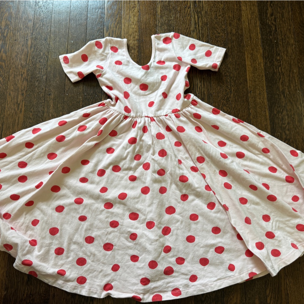 Alice + Ames Short Sleeve Ballet Dress in Pink & Red Polka Dot
